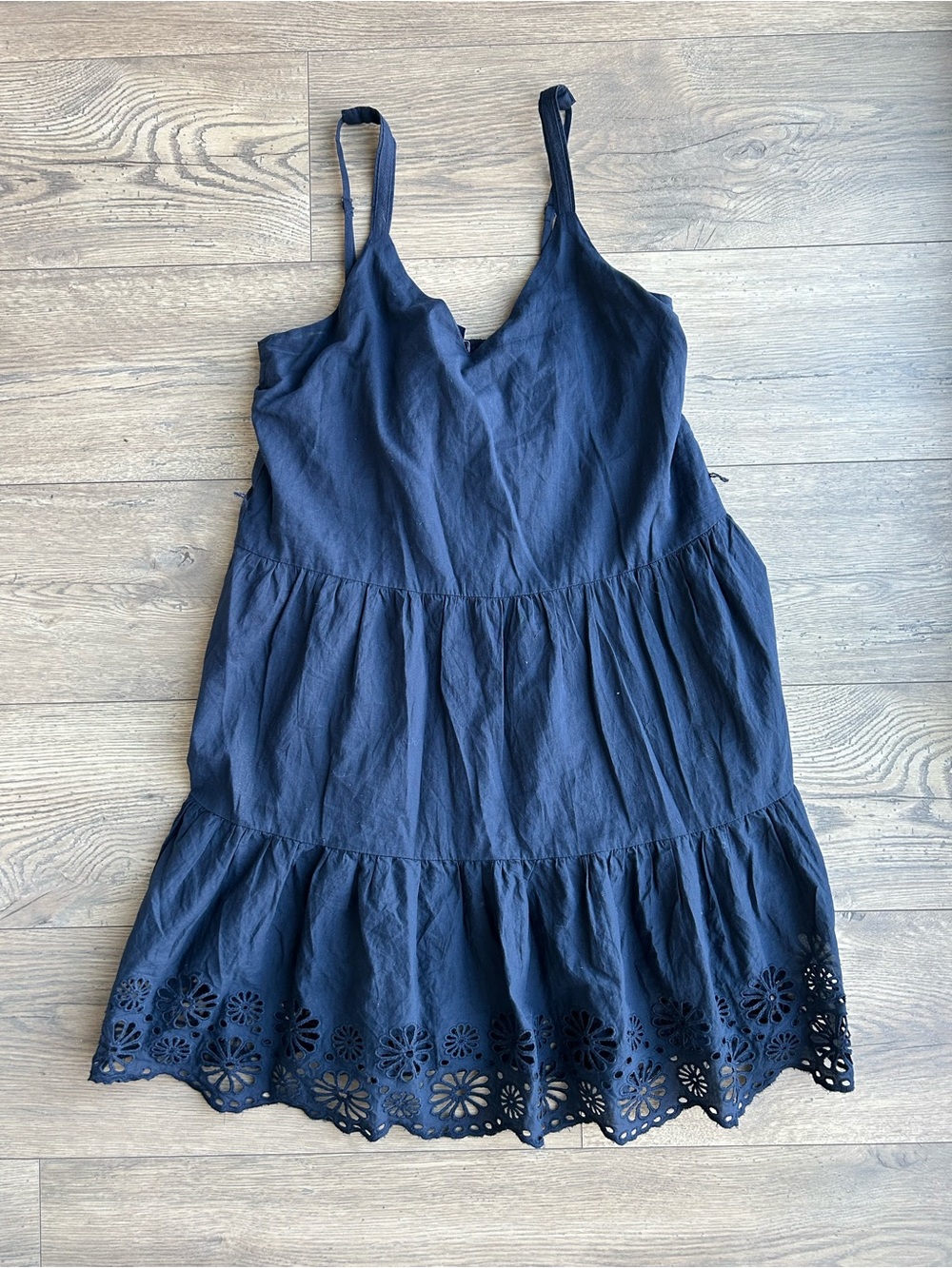 Splendid Navy Eyelet Hem Tiered Sundress